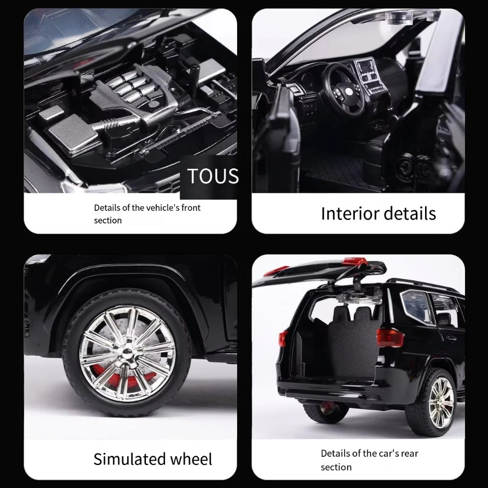 1:24 liga fundida pull-back modelo de carro decoração de coleção de som e luz