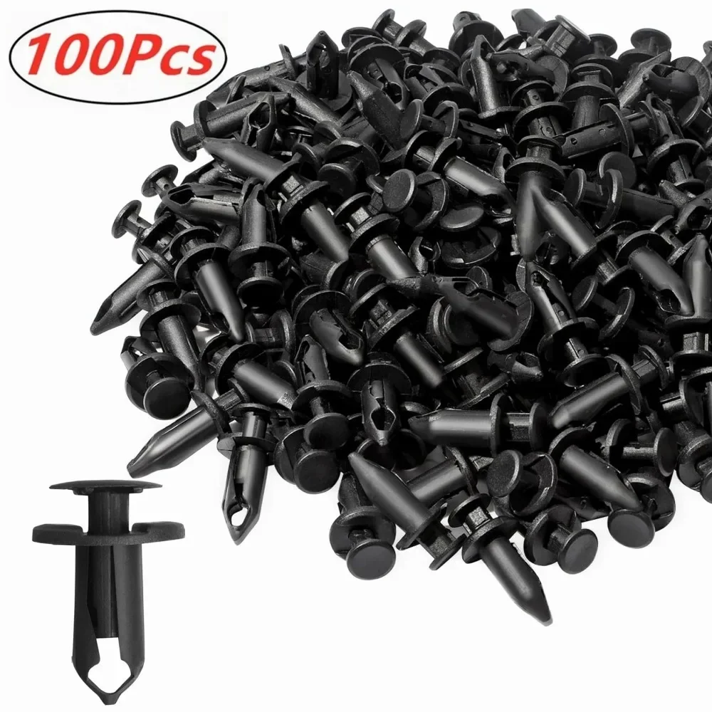 100pcs Car Fastener Clips 8mm Plastic Rivets Fasteners Screw Auto Trim Panel Clip Car Body Bumper Rivet Set Replacement Push Pin