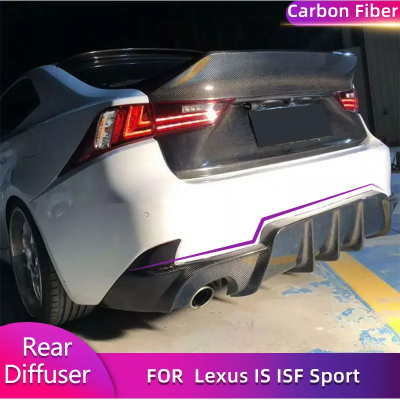 Carbon Fiber Rear Bumper Diffuser Lip Spoiler for Lexus IS ISF Sedan 4-Door IS350 2013-2016 Dual Exhaust One Outlet Rear Lip