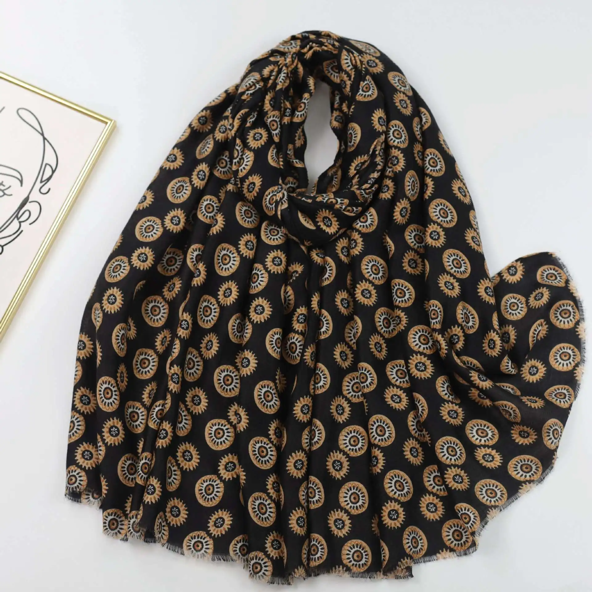 

Leopard Printed Scarf For Women Lightweight Floral Scarves Spring Fall Winter Polka Dots Shawls Head Wrap British Style