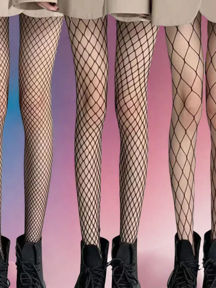 Nylons collants résille collants filet bas Leggings pour femmes collants maille Sexy résille bas Lingerie blanc noir