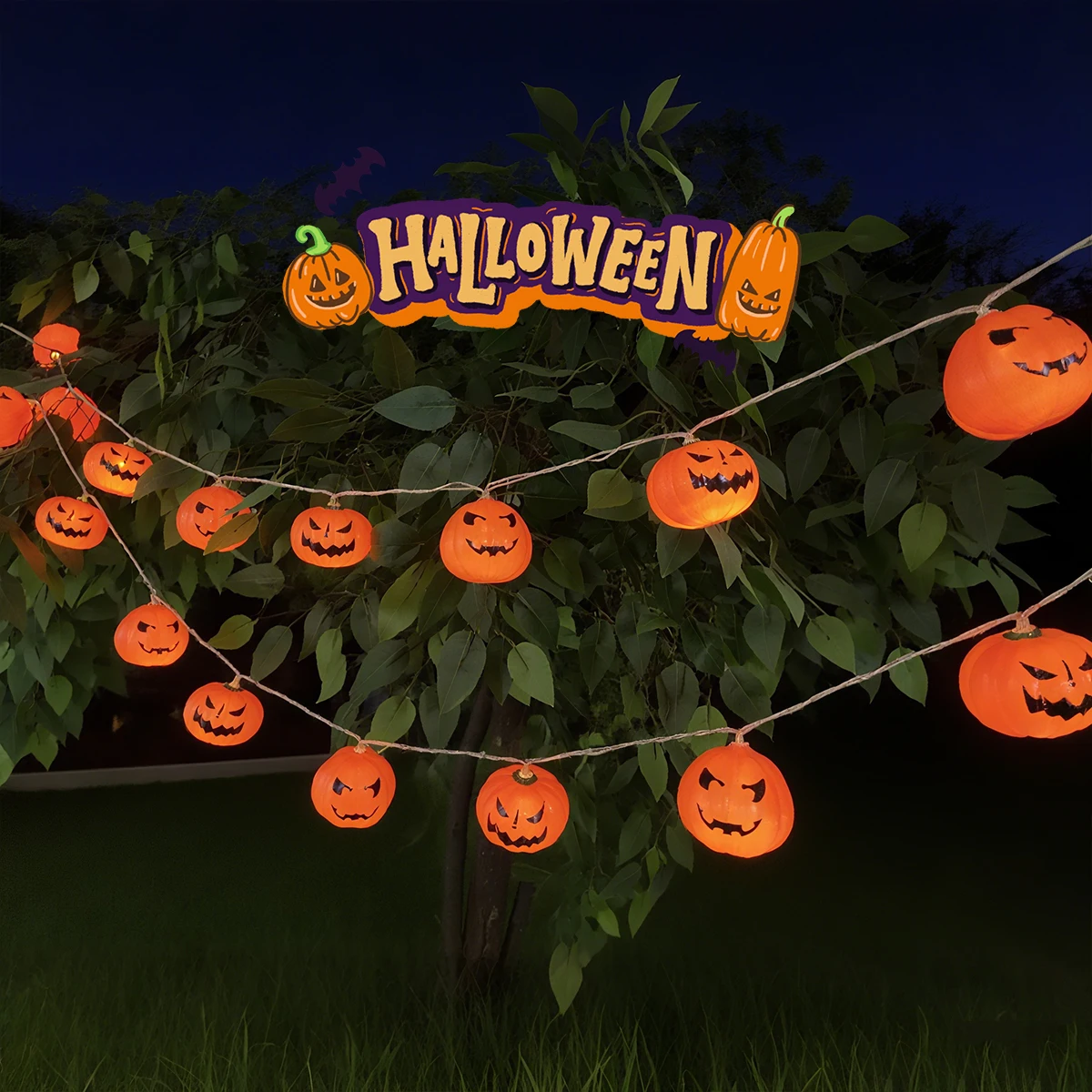1PC 10/20 LED Halloween Pumpkin String Lights Battery Powered Indoor Decorative Lights For Party Door Window Festival Decoration