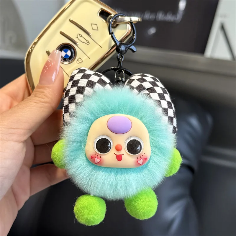 

Plush Key Chain Coal Ball Pendant Ring Backpack Pendant Decor Fluffy Doll Toy Car Key Rings Rear View Mirror Ornaments