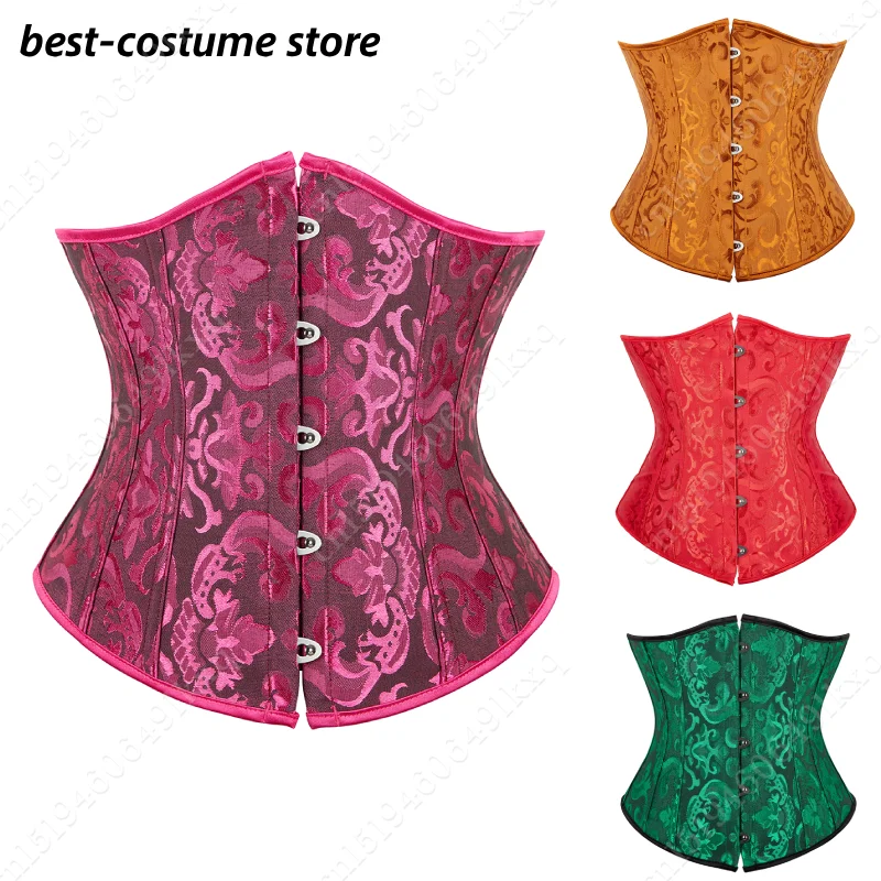 Underbust Corset Top Jacquard Floral Vintage Corset Sexy Corset For Women Gothic Corsets and Bustier Waist Trainer