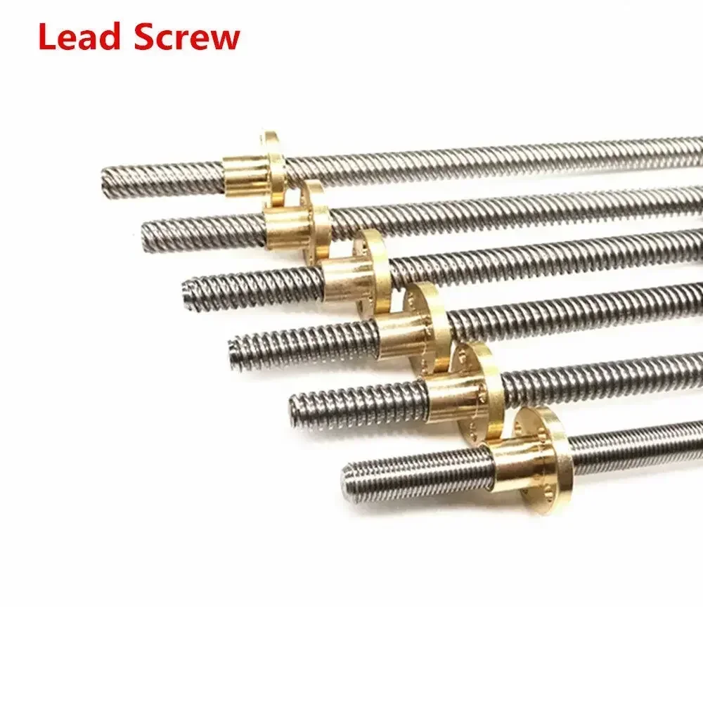 T8 Lead Screw  Lead 2/8mm OD 8mm Pitch 2mm Stainless Steel Trapezoidal Rod Threaded  Brass Nut for Reprap 3D Printer CNC Part