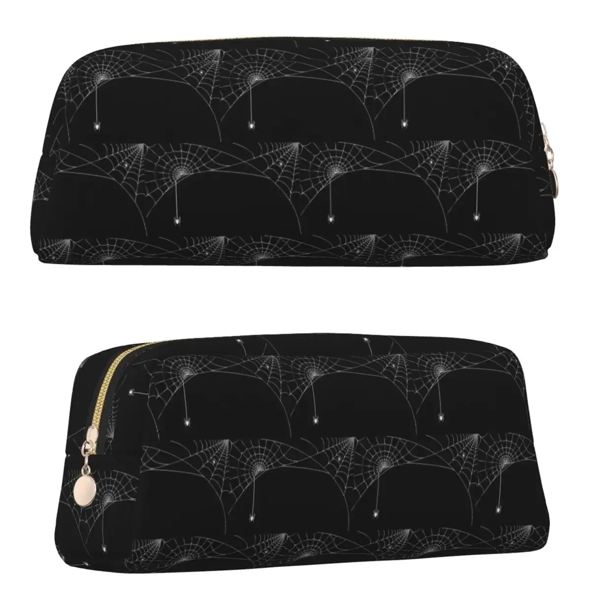 Black White Spider And Cobweb Pencil Case for Students School Pen Box Pencil Bag Pencil Pouch