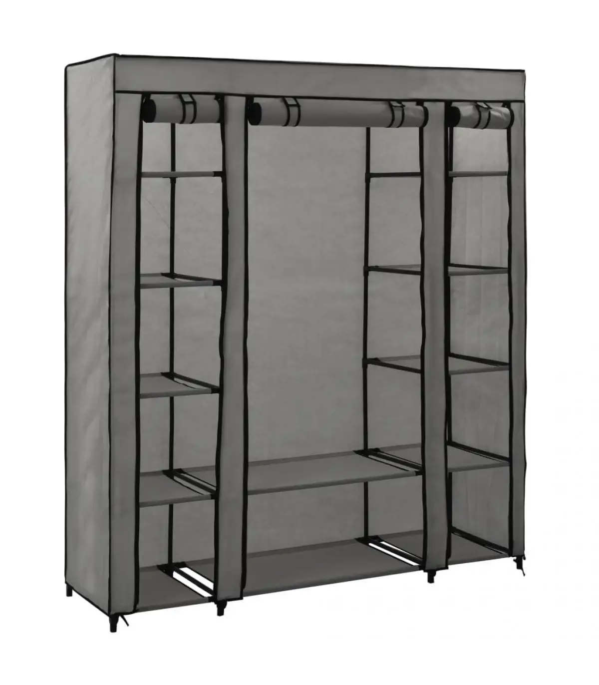 Wardrobe cabinets wardrobe with compartments and rods gray fabric 150x45x176 cm