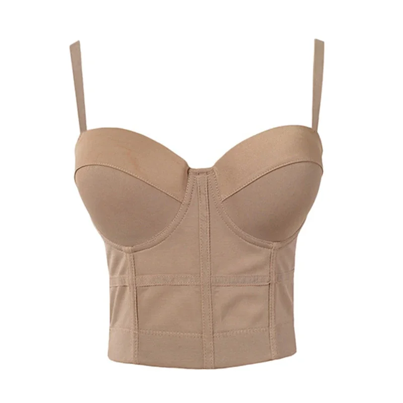 Mesh Push Up Bralet Damski Gorset Bustier Bra Night Club Party Długi Cropped Top Kamizelka Plus Size Tank Top Kobiety Biały Gorset