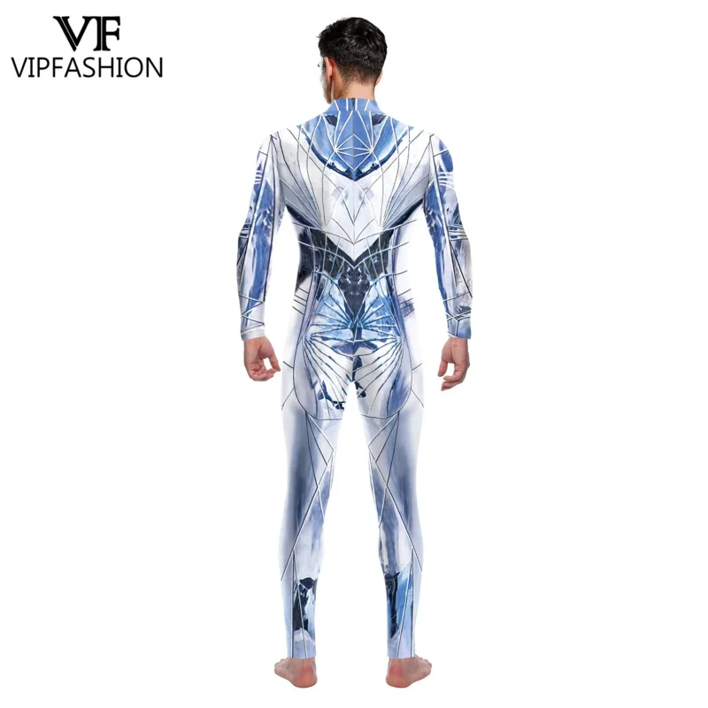 VIPFASHION-Catsuit à motif réfléchissant pour couple, impression 3D, costume de batterie sexy, fermeture à glissière arrière, costume de cosplay, vêtements de fête, hommes et femmes, zentai imbibé