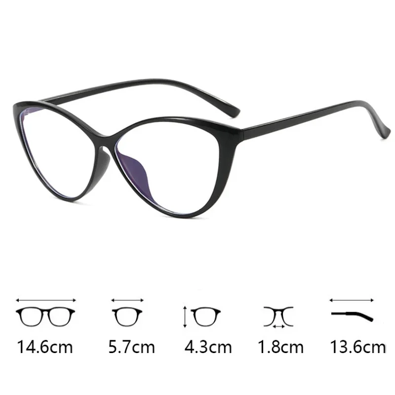 Women\'s Cat Eye Myopia Glasses Eyeglasses New Fashion Vintage Large Minus Myopia Glasses with Transparent Frame -1.5 -2.5 -3.0