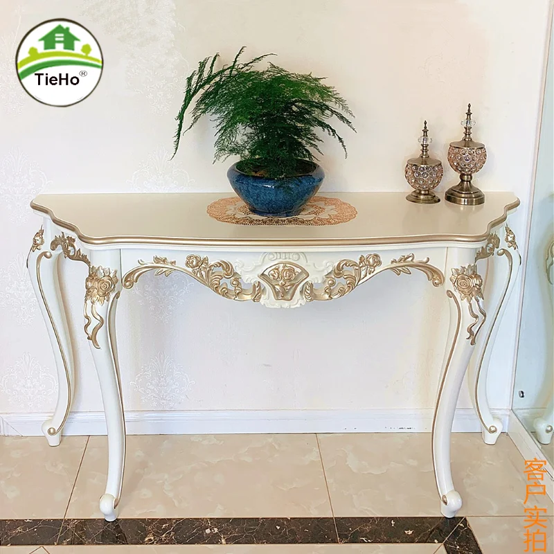 European Style Entrance Vintage Console Table Semicircle Long End Side Table For Hallway Living Room Luxury Retro Console Table