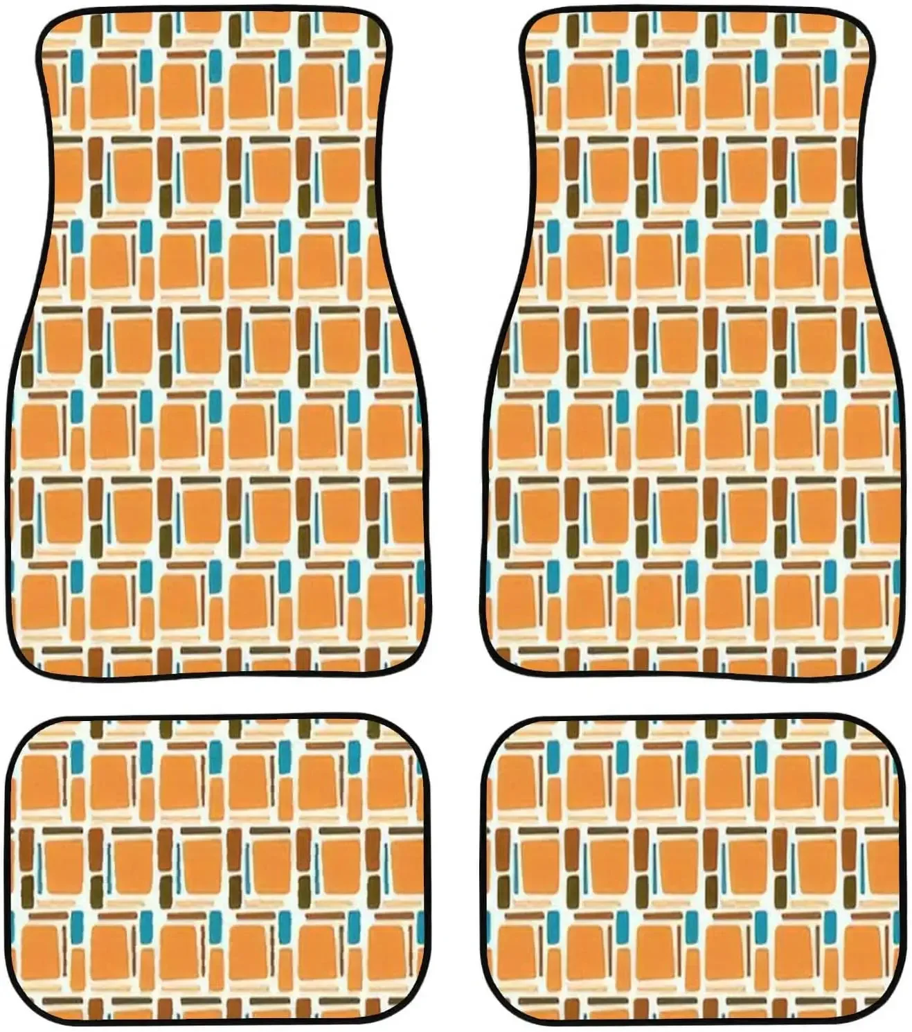 

Car Floor Mats - Retro Abstract Tiki Polynesian Stone Texture Carpet Floor Mats for Cars, Anti Slip Rubber Auto Interior Decor