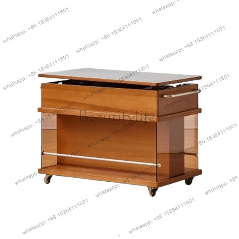YJ Portable Multifunctional Coffee Table Wood Wheels Storage Lift Luxury End Tables Center Designer Salontafel Furniture Home
