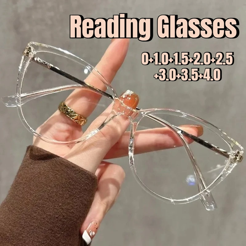 

Unisex Fashionable Cat-Eye Oversized High-Definition Reading Glasses New Blue Light Blocking Glasses for Farsightedness +3.5+4.0