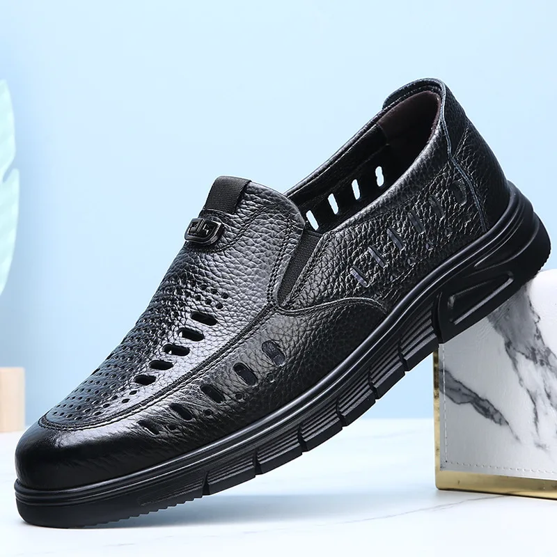 

Genuine Men's Leather Shoes Loafers Slip on Business Casual Men's Shoes Classic Soft Moccasins Hombre Flat Breathable Men Shoes