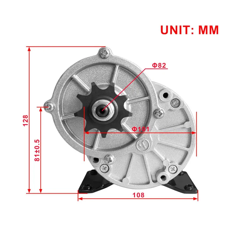 350W Permanent Magnet DC Brushed Motor with 9 Tooth Sprocket for E Scooter Electric Wheelchairs DC24V 36V  MY1016Z2