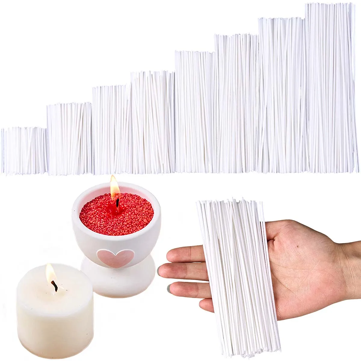 

Набор из 50 вощененных хлопковых фитилей для свечей, 5-20 см, бездымные, для самостоятельного изготовления соевых свечей, для рукоделия