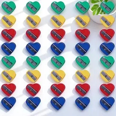 

40pcs Pencil Sharpeners Manual Stationery Heart Shaped Metal Abs Reusable Sharpener For School Office Classroom Supplies