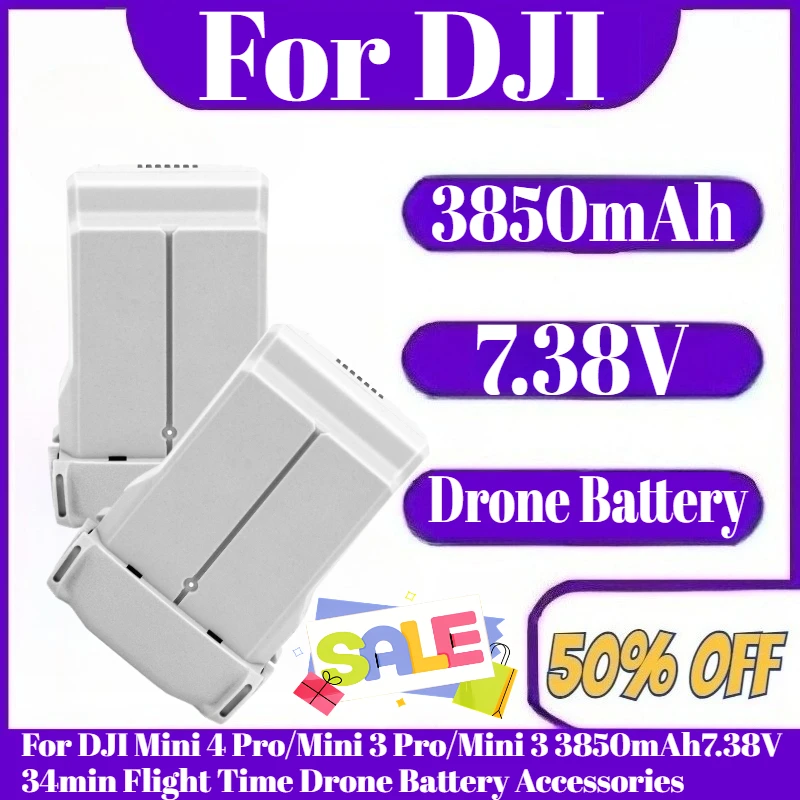 

Intelligent Flight Battery For DJI Mini 4 Pro/Mini 3 Pro/Mini 3 3850mAh 7.38V 34min Flight Time Drone Battery Accessories