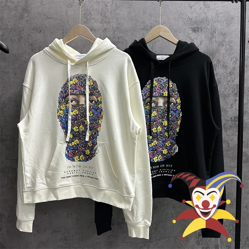 

IH NOM UH NIT PARIS Flower Mask Printing Sweatshirts Men Women High Quality Loose Crewneck Hoodie