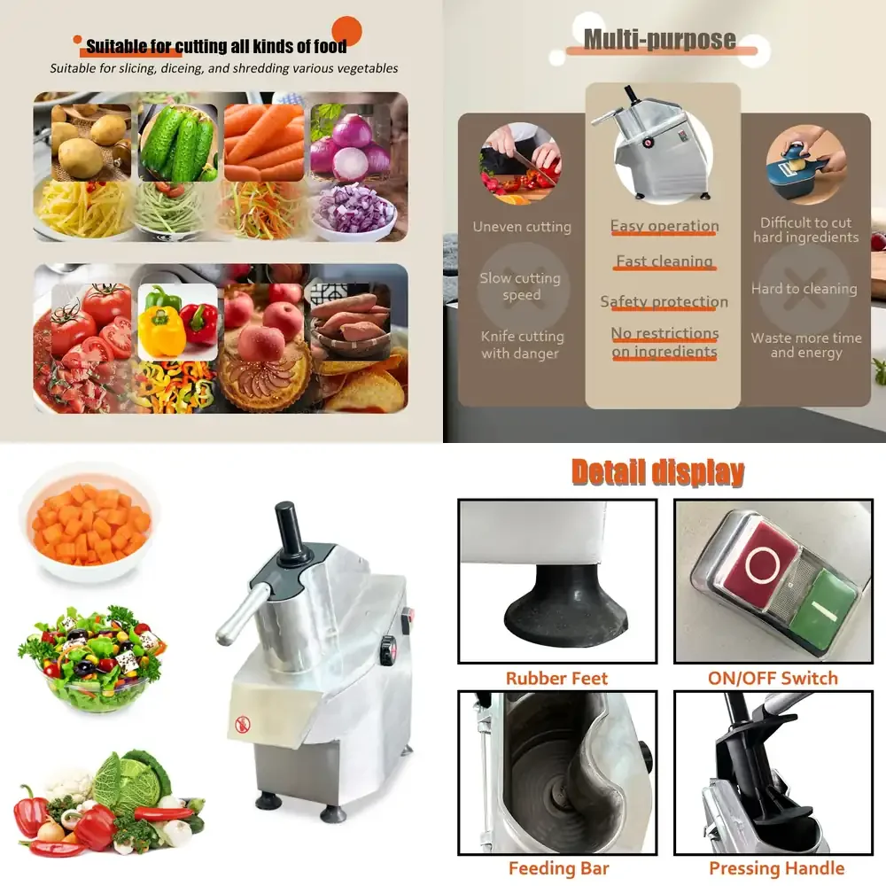 

Commercial Automatic Electric Multifunctional Vegetable Slicer Dicer Cutter for Potato Onion and Other Vegetables