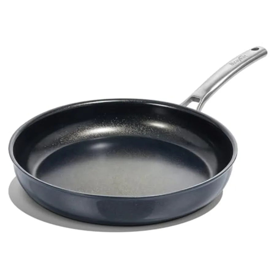 

12 Inch Ceramic Nonstick Frying Pan, Tri-Ply Stainless Steel Skillet for Family Meals, PFOA/PFOS Free Cookware Induction and Ov