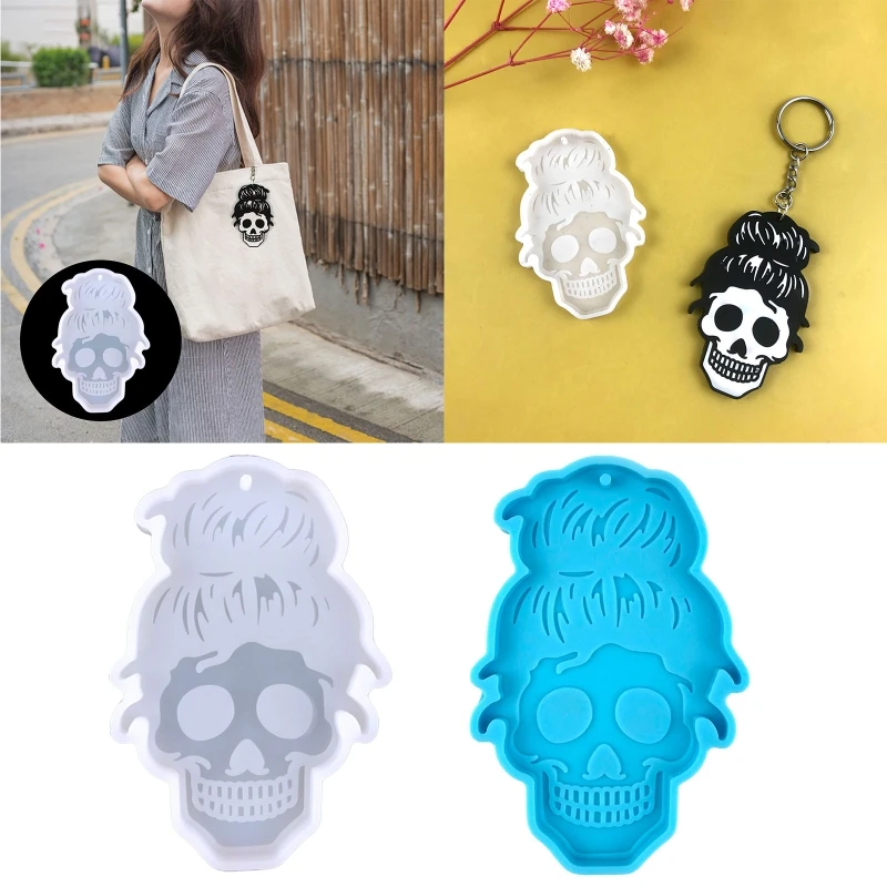 

Shiny Halloween Skull Ornament Mould Silicone Epoxy Resin Molds DIY Pendant Jewellery Making Keychain Decoration