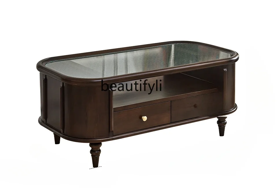 

American retro coffee table TV cabinet combination living room home French light luxury simple, solid wood coffee table