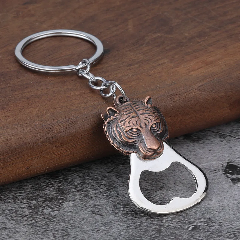 3/6/12PCS Metal Keychain Leopard Head Bottle Opener Metal Accessories Gifts Club Bar must-have Promotional Key Rings
