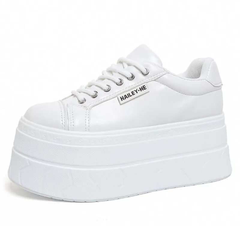 

Luxury 7cm High Quality Microfiber Leather White Platform Sneakers for Women Wedge Heel Sneakers Shoes Comfy Casual Shoes Female