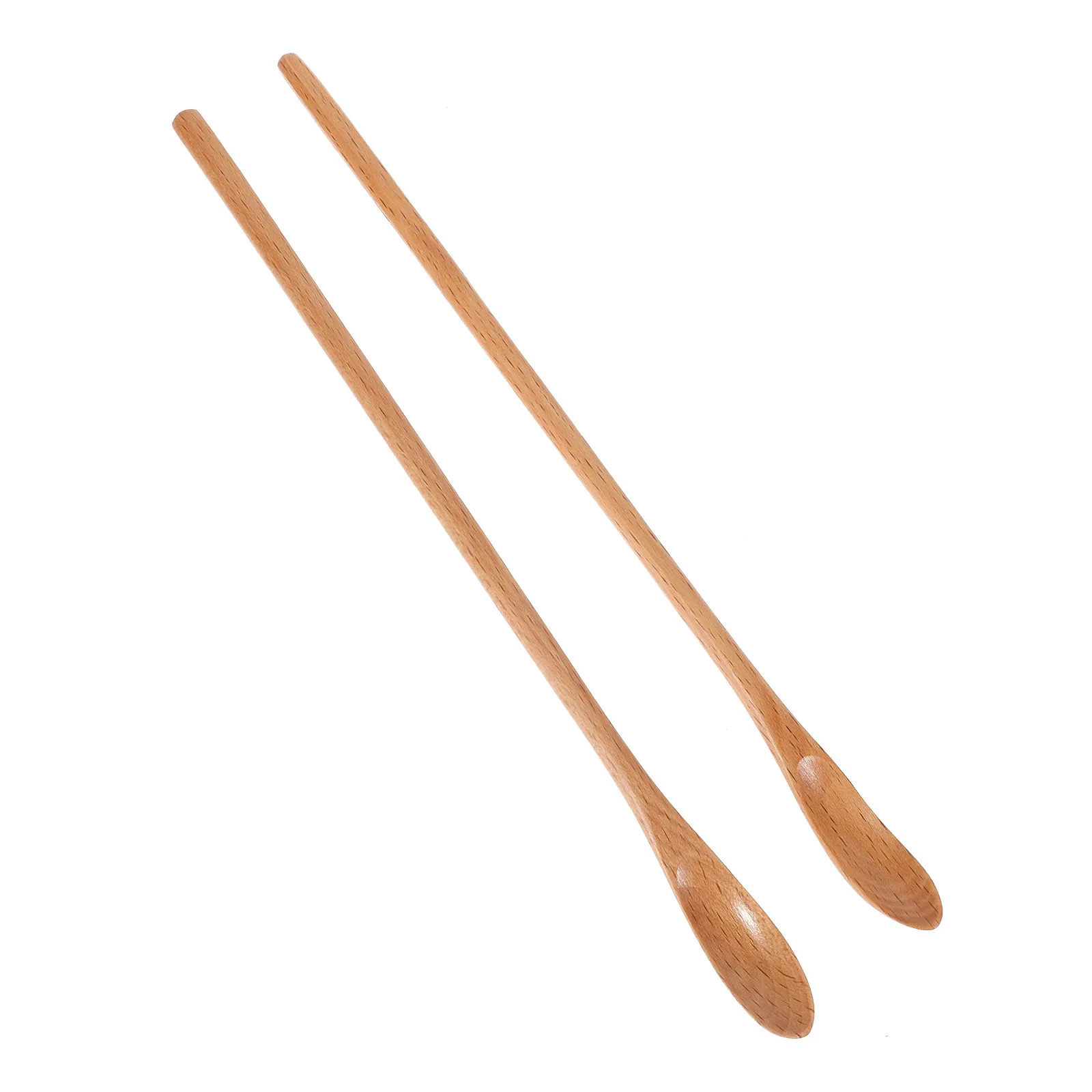Wood Coffee Stirring Spoon Set – 2pcs Natural Wooden Serving Spoons for Porridge, Soup, Stews & Kitchen Use