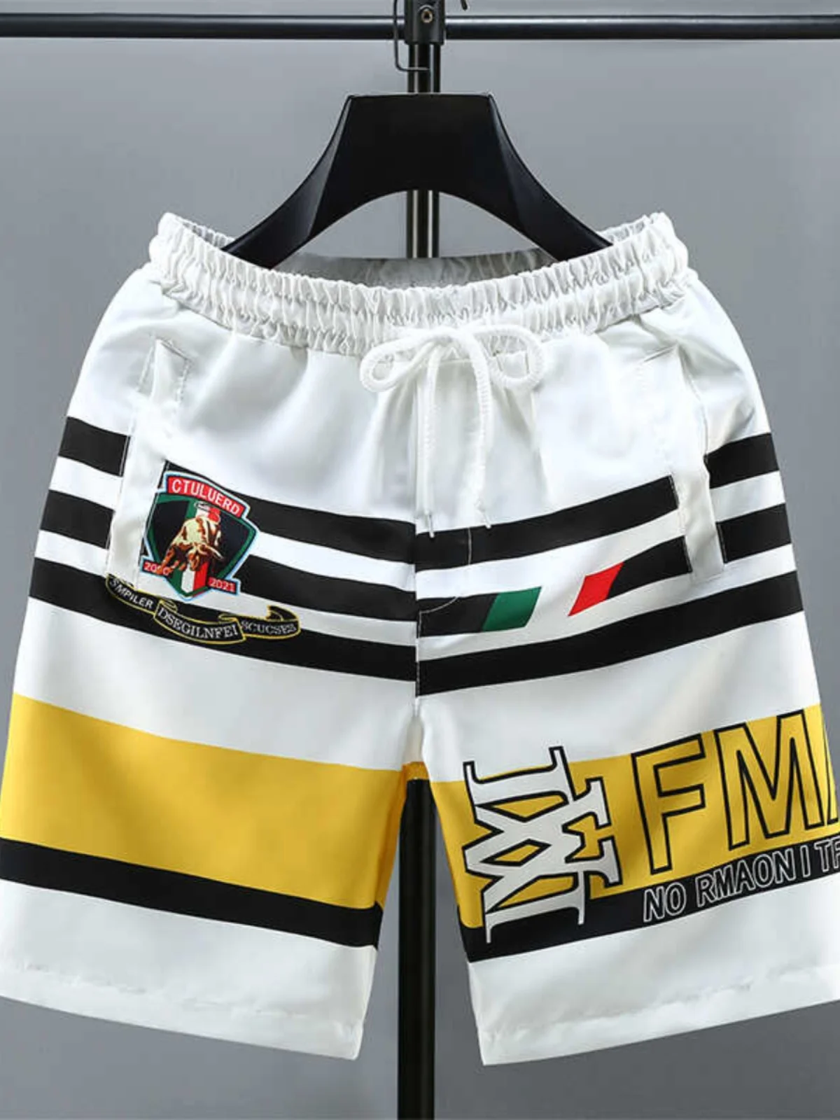 

Summer Floral Print Beach ort Pants for Men Youthful fiti Cartoon Five-Quarter Length Casual Loose Fit mid Waist