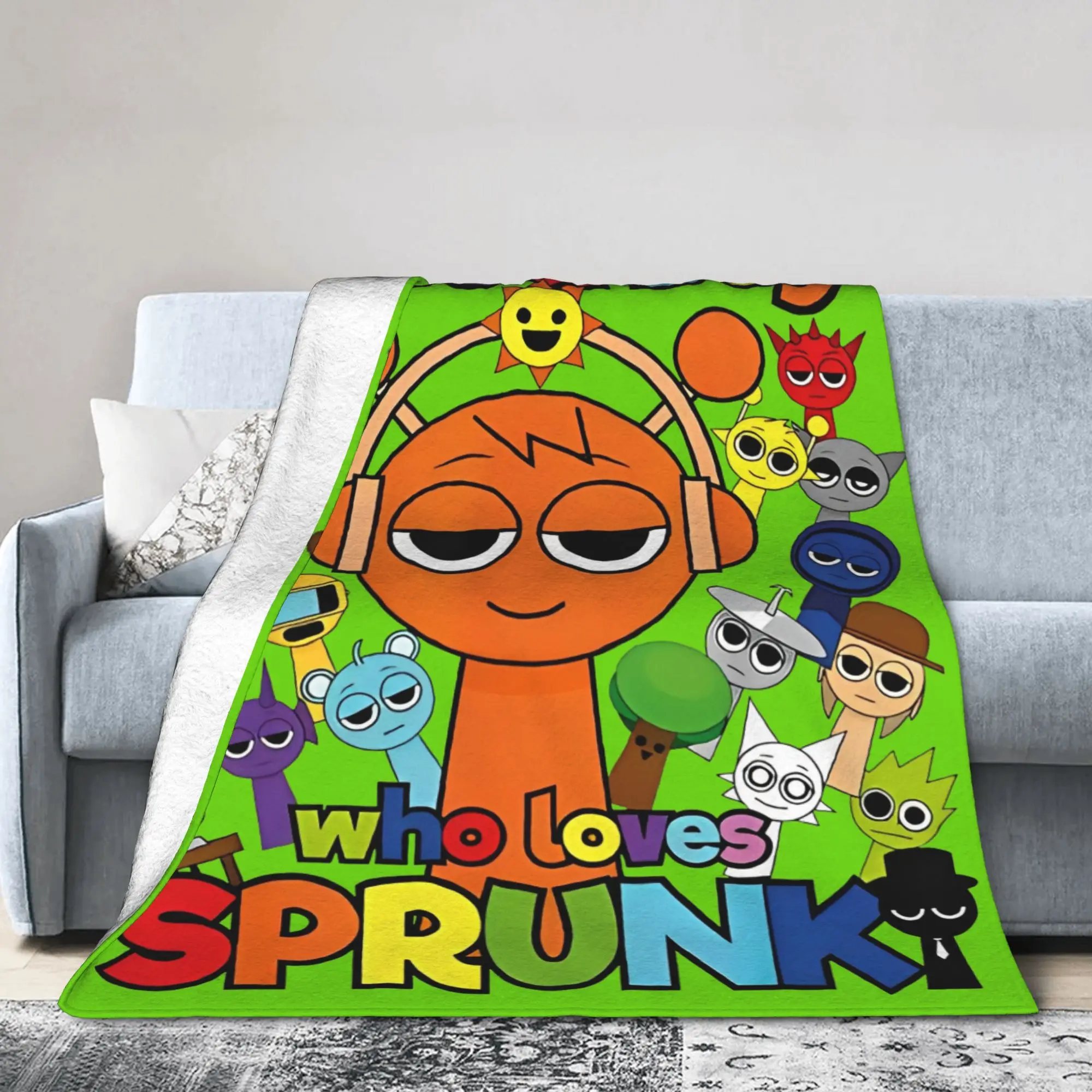 Flannel Blankets Sprunki boys Oren Just a boy who loves Sprunki  Throw Blankets for Bed Sofa Couch 125*100cm Bedspread