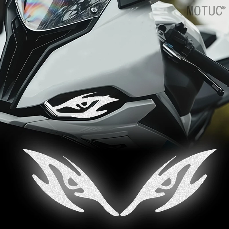 

1Pair Reflective Demon Eyes Motorcycle Sticker Universal Sportbike Helmet Vinyl Decal Headlight Fuel Tank Decoration for Scooter