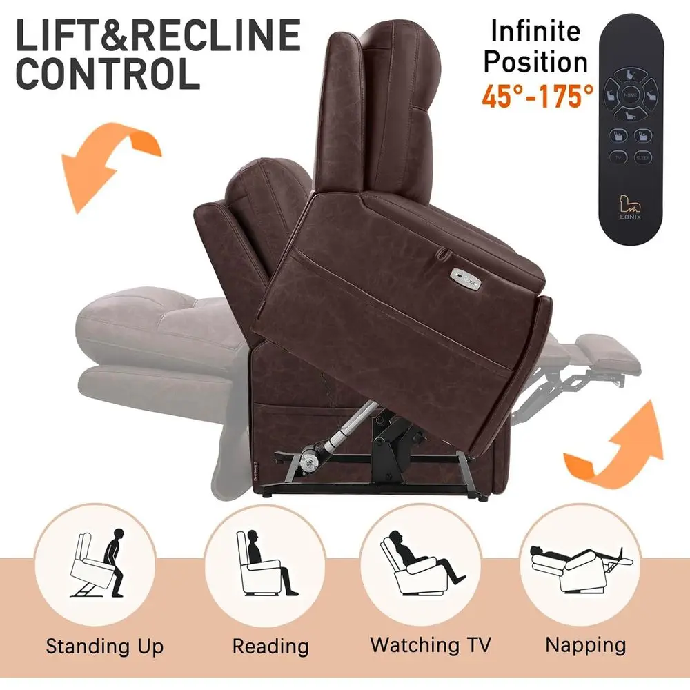 Motor Lay Flat Power Lift Recliner Chair for Elderly, 400lbs Large Electirc Lift Chair for Living Room, Independent Adjustable