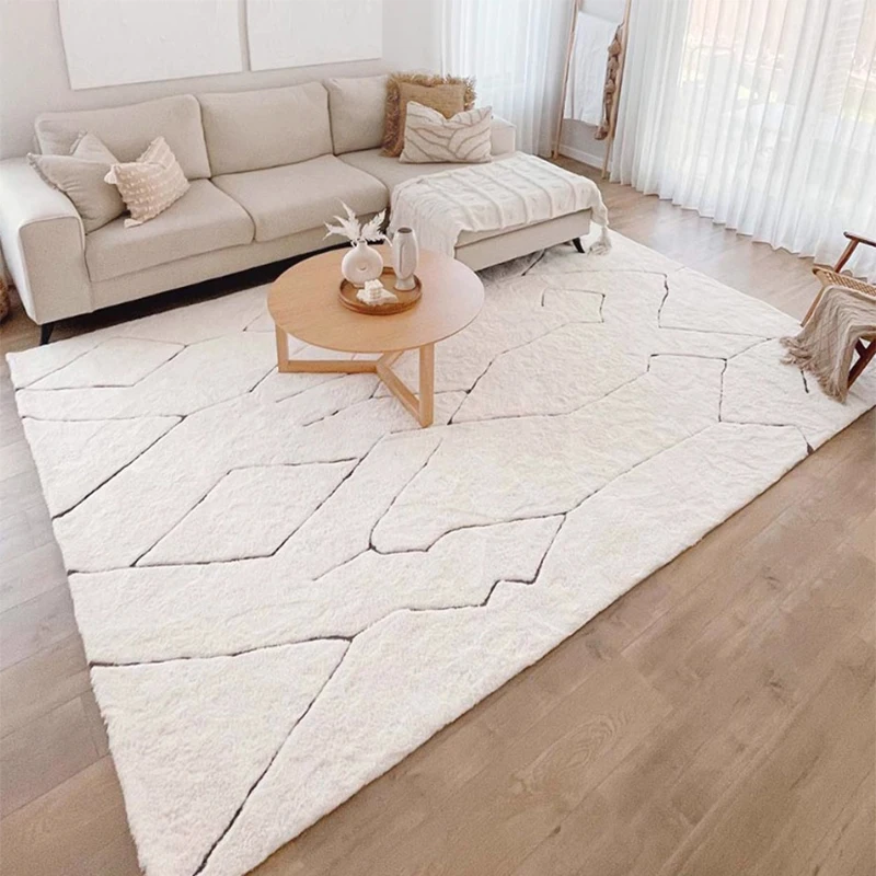 2025 New Luxury Living Room Carpet Thick Simple Bedroom Rugs Beige Cream Style Large Customize Home Decor Area Rug Villa Carpets