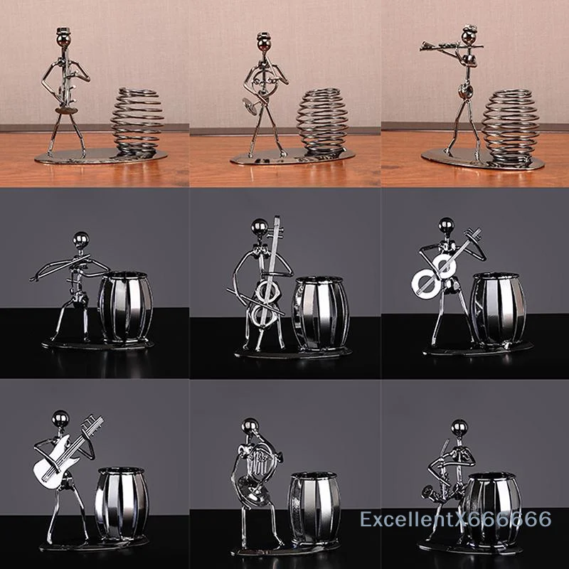 Creative Metal Musician Figurine Set Artistic Handcrafted Iron Design for Home Office Reception