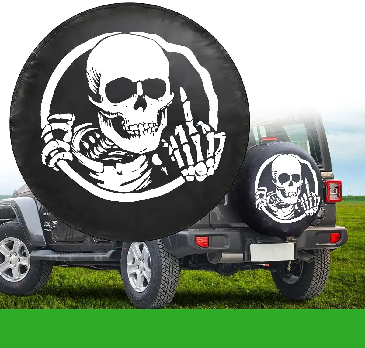 Skull Middle Finger Spare Tire Cover Wheel Covers for Jeep JK Wrangler JL