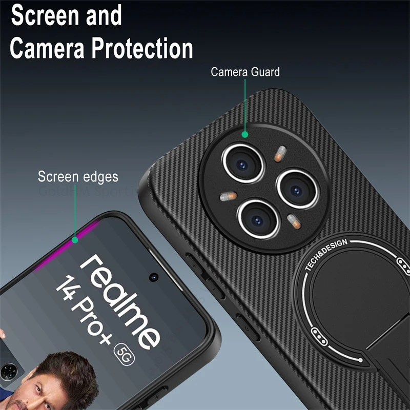 حافظة مغناطيسية لـ Magsafe لهاتف Realme 14 Pro Plus C75 Narzo 80x 5G من ألياف الكربون غطاء مدرع عسكري رينو 14 13F 13 Pro 5G