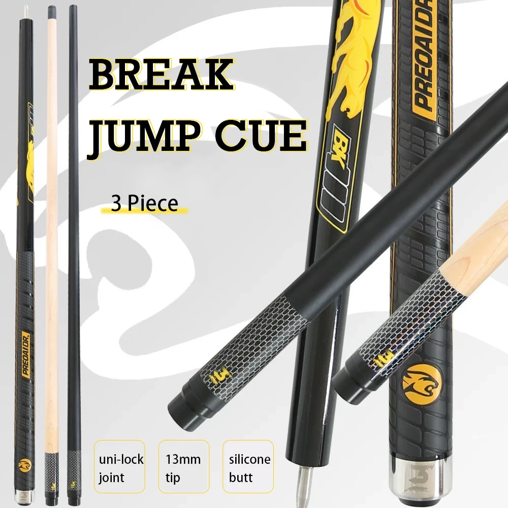 PREOAIDR 3142 BK3 Punch Jump Cue Stick with Carbon Fiber Maple Technology Shaft 3 Pieces Uniloc Joint for Break Jump Stick