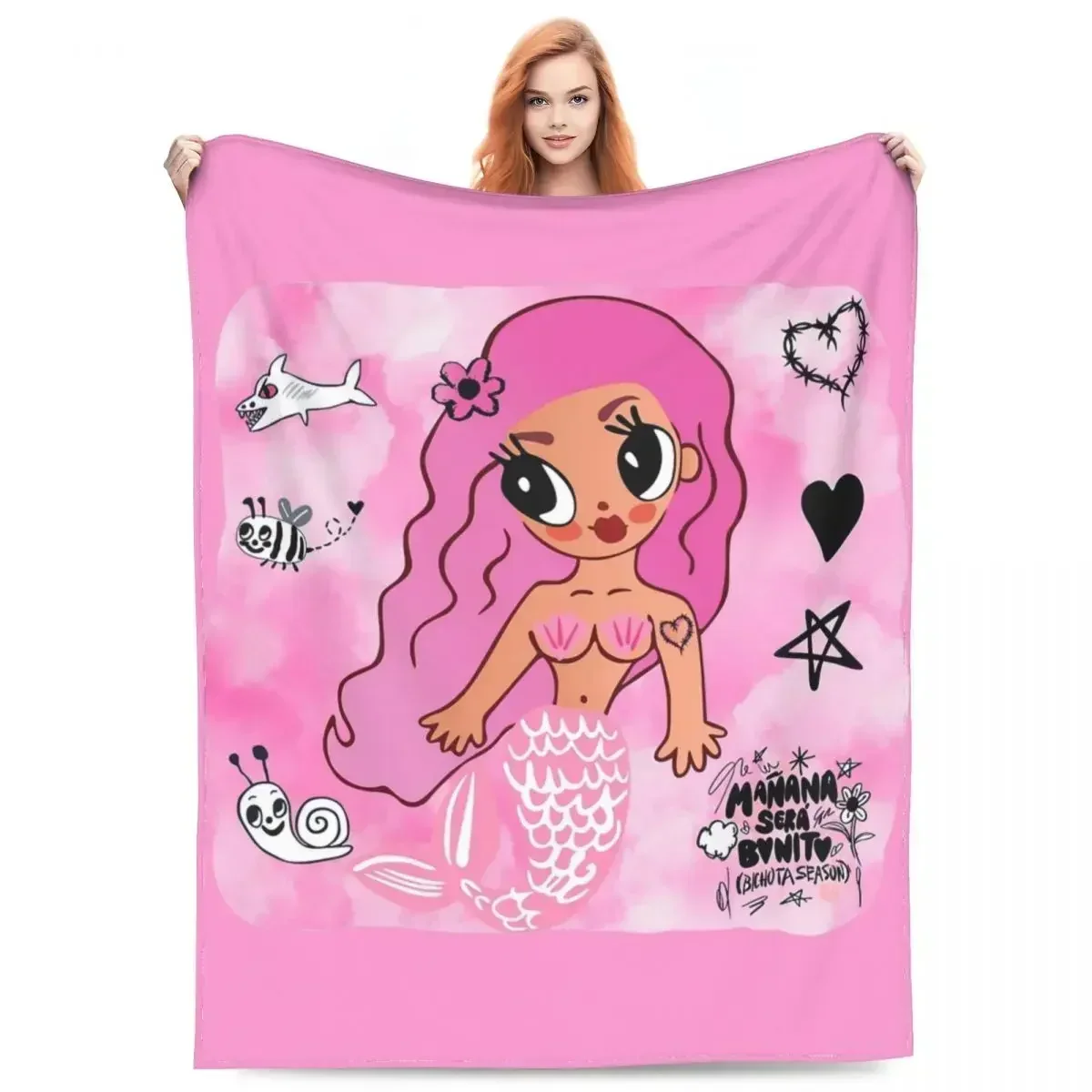 Relax Karol G Bichota Heart Blanket Stuff Sofa Decorative Throw Blanket Lightweight Flannel for Travel
