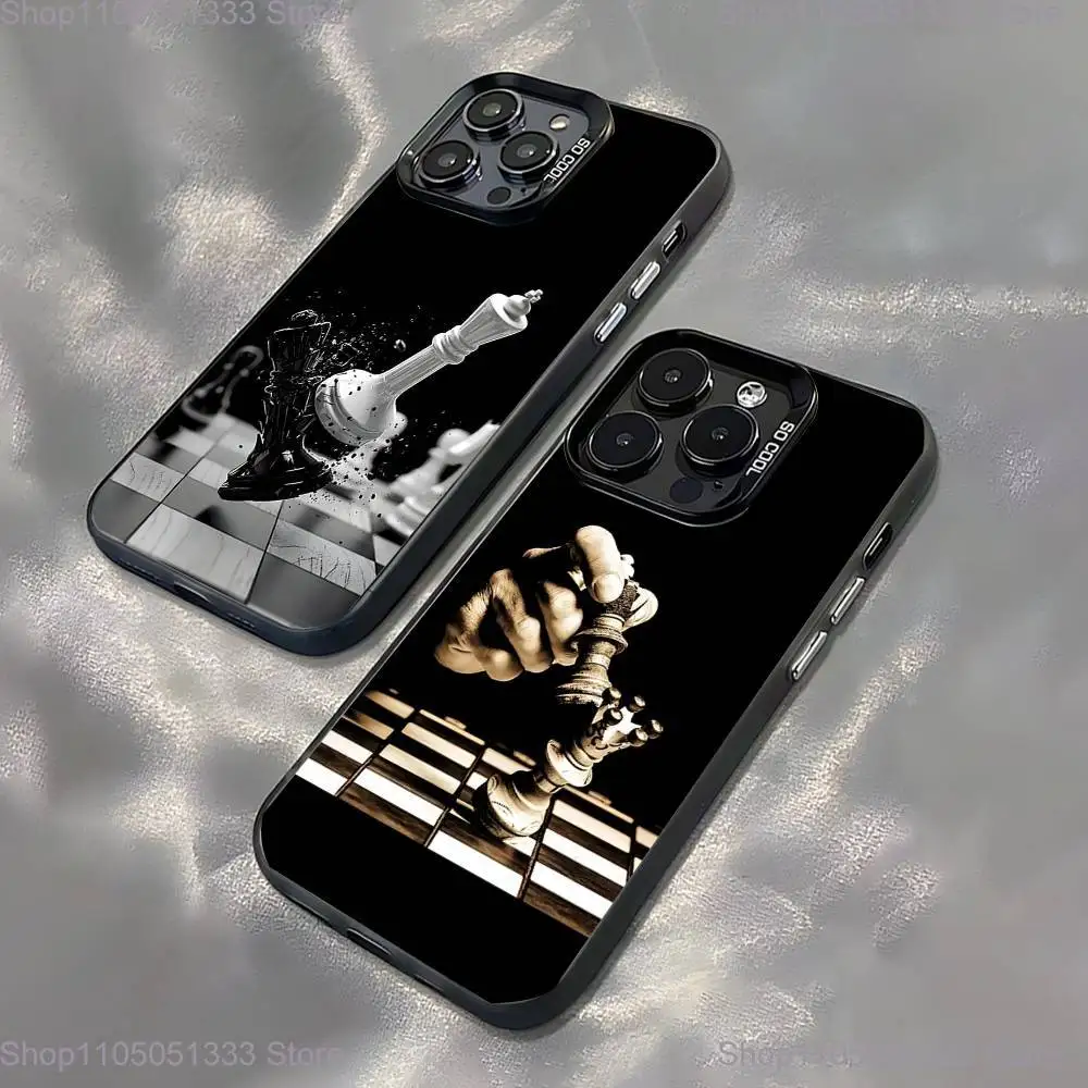 

Chess Phone Case For iPhone 17,16,15,14,13,12,11,Pro,XS,Max,Plus,Mini,SE Black Candy Matte Shockproof Cover