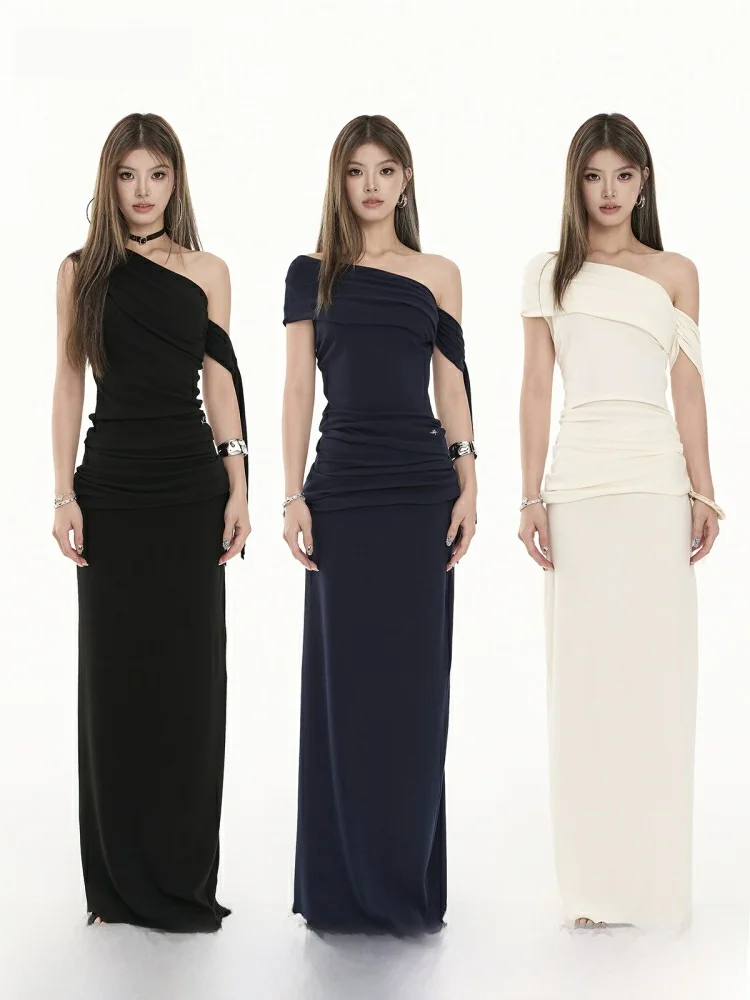 

MASLAH сексуальная женская утягивающая плиссированная юбка с драпировкой и овальными плечами, летняя модная повседневная одежда