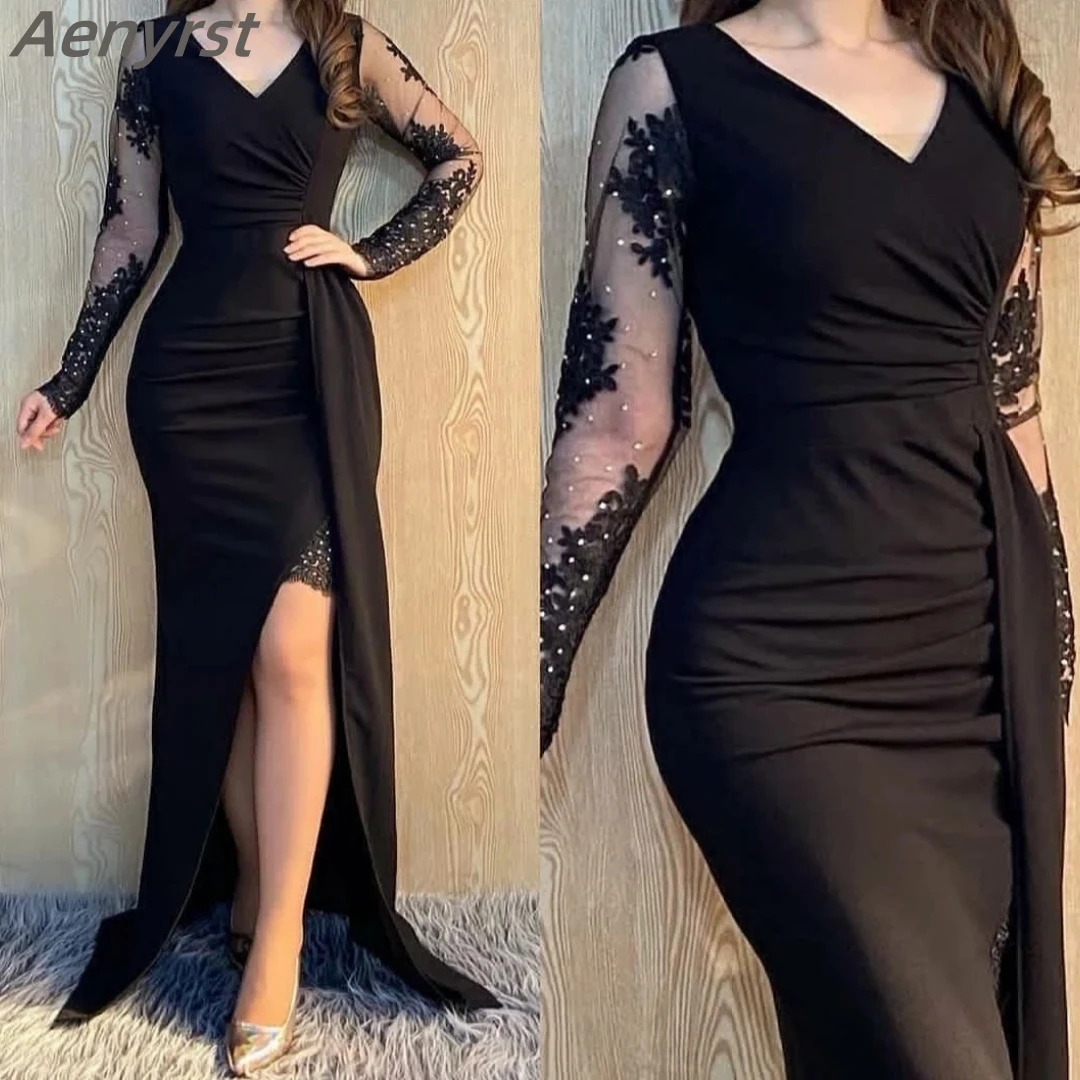 

Evening Dress Women's V-neck Draped Sexy Slit Customized Prom Dresses 2025 Floor-length Tulle Illusion Formal Occasion Gowns