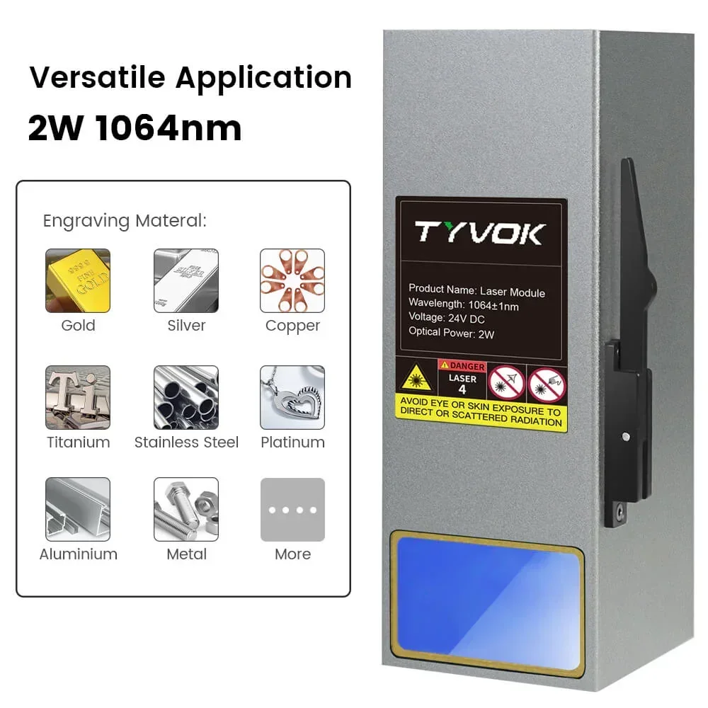 Tyvok 2W Infrared Laser Module Ultra Fine Laser Dot 1064nm Engraving Cutting for Metal Plastic 2W Infrared Laser Head
