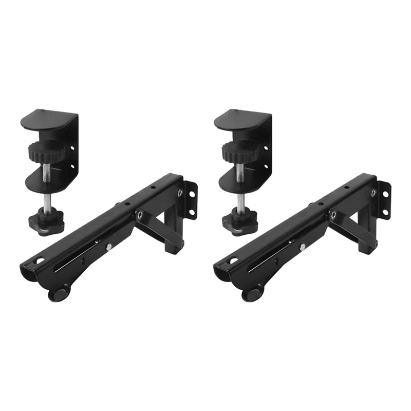 2Pcs Under Desk Keyboard Tray Foldable Brackets With Clamp Easy To Install Adjustable Desktop Extension Shelf