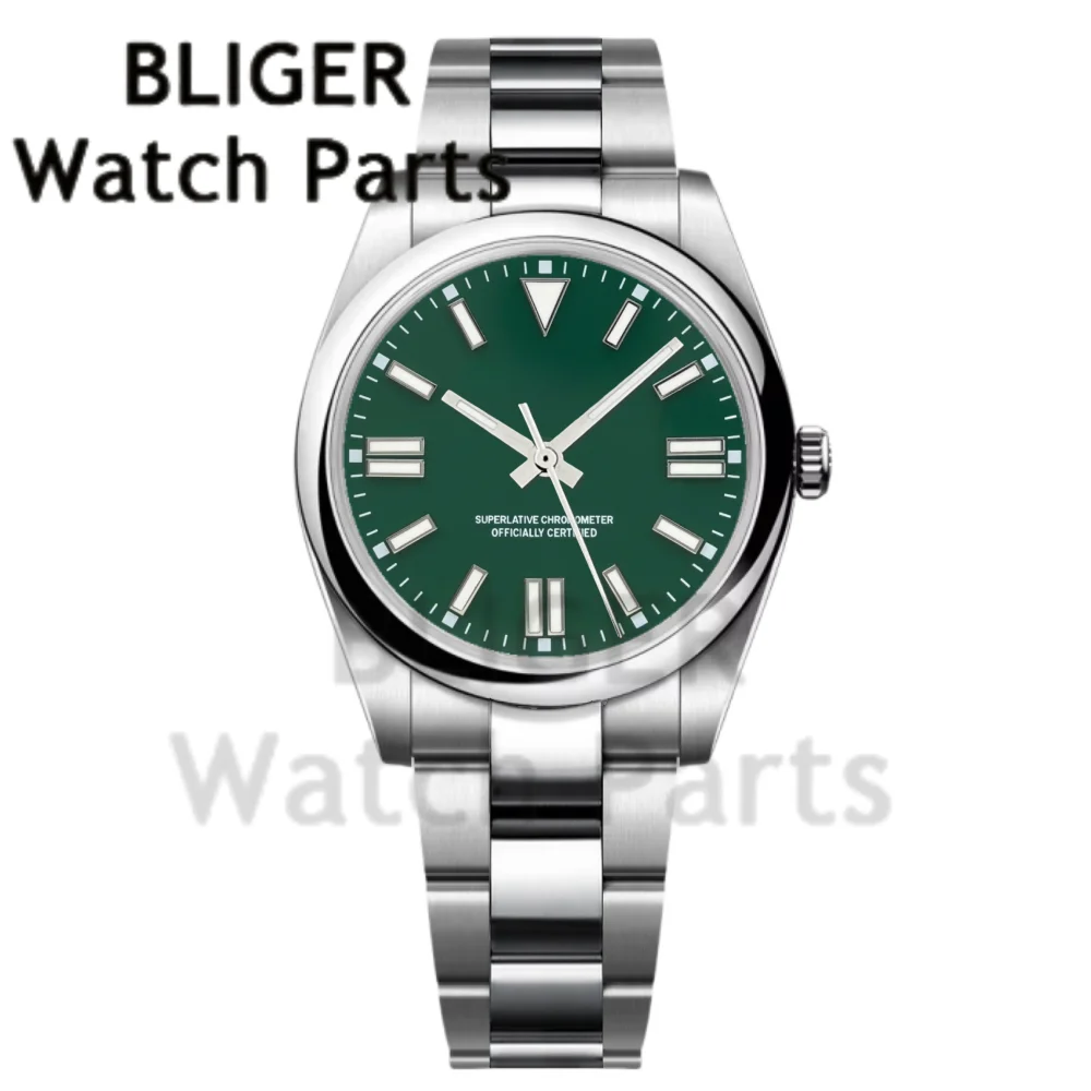 BLIGER 39mm Mechanical Men Watch NH35 Automatic Polished Strap Sapphire Crystal Stainless Steel 10Bar Waterproof Reloj Hombre
