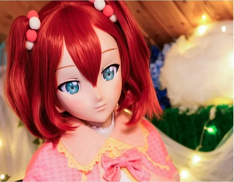 (قناع ليلي-43) قناع رأس من الراتنج للفتيات الجميلات Kigurumi كوسبلاي ياباني للعب الأدوار قناع كيجورومي من السيليكون أنيمي دمية كروسدرسر