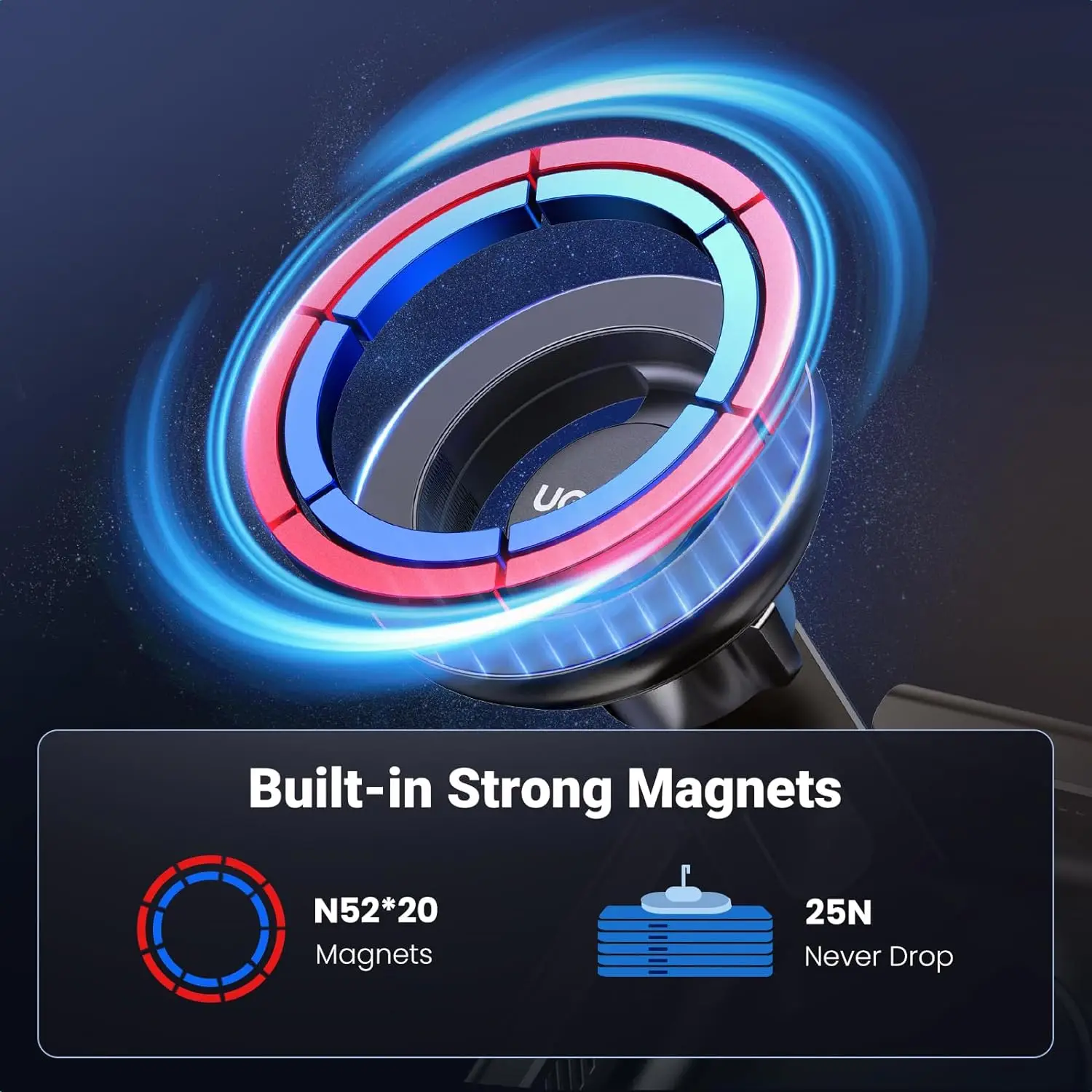 UGREEN MagSafe용 휴대폰 거치대, 모델 3 Y용 최강 자력 마그네틱 폰 마운트 홀더