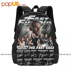 Paul Walker With Fast And Furious Movie Characters 20 Years Backpack Large Capacity Gym Art Print